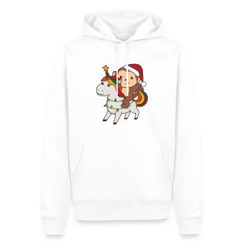 Licorne de Noël Singe Joyeux Noël Licorne - Sweat à capuche Premium bio Homme - blanc - Devant - Nico (187cm)