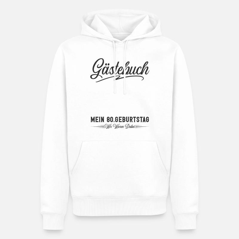 80. Geburtstag Gästebuch - Männer Premium Bio Hoodie - Weiß