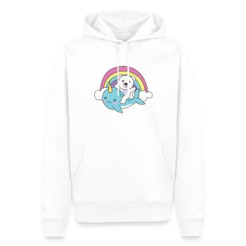 Narwal Eisbär ozean einhorn kawaii Regenbogen - Männer Premium Bio Hoodie - Weiß - Vorne - Nico (187cm)