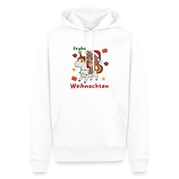 Weihnachts Einhorn Bär frohe Weihnachten Einhorn - Männer Premium Bio Hoodie - Weiß - Vorne - Nico (187cm)