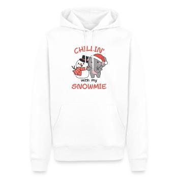 Elephant Chillin avec mon bonhomme de neige - Sweat à capuche Premium bio Homme - blanc - Devant - Nico (187cm)
