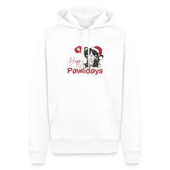 Chat Noël Chats mignons Joyeux Pawlidays - Sweat à capuche Premium bio Homme - blanc - Devant - Nico (187cm)