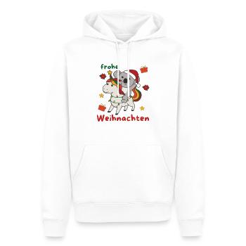 Weihnachts Einhorn Koala frohe Weihnachten Einhorn - Männer Premium Bio Hoodie - Weiß - Vorne - Nico (187cm)