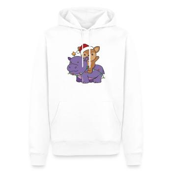 Weihnachts Hippo Reh frohe Weihnachten Hippo Rehe - Männer Premium Bio Hoodie - Weiß - Vorne - Nico (187cm)