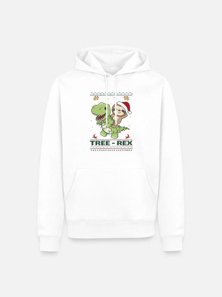 Merry Christmas ugly christmas Faultier Tree Rex - Männer Premium Bio Hoodie - Weiß