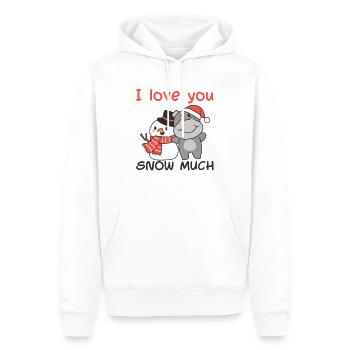 Hippopotame je t’aime neige beaucoup de jeux de mots de bonhomme de neige - Sweat à capuche Premium bio Homme - blanc - Devant - Nico (187cm)