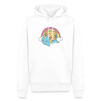 Narwal Axolotl ozean einhorn kawaii Regenbogen - Männer Premium Bio Hoodie - Weiß - Vorne - Nico (187cm)