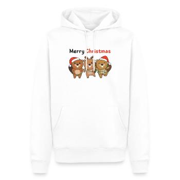 Castor Noël Animaux Castors Joyeux Noël - Sweat à capuche Premium bio Homme - blanc - Devant - Nico (187cm)