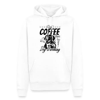 Premier café puis toiletteur pour animaux de compagnie salon toiletteur - Sweat à capuche Premium bio Homme - blanc - Devant - Nico (187cm)
