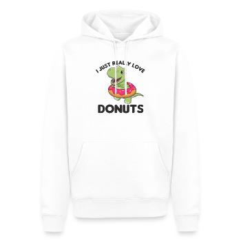 Süßer Dino T-Rex lustige Tiere in Donut Wortspiel - Männer Premium Bio Hoodie - Weiß - Vorne - Nico (187cm)