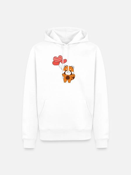Roter Panda zum Valentinstag süße Tiere mit Herzen - Männer Premium Bio Hoodie - Weiß
