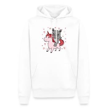 Rhinocéros avec cœurs de licorne Cœur animal préféré - Sweat à capuche Premium bio Homme - blanc - Devant - Nico (187cm)
