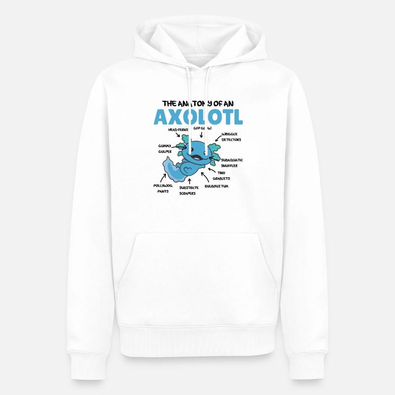 Axolotl Explication Anatomie d’un Axolotl - Sweat à capuche Premium bio Homme - blanc