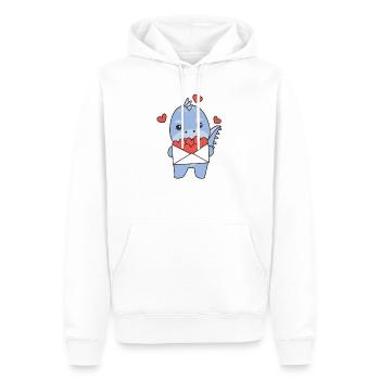 Dino zum Valentinstag süße Tiere mit Herzen - Männer Premium Bio Hoodie - Weiß - Vorne - Nico (187cm)