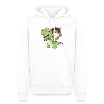 Pferd reitet auf T-Rex süßer Dino mit Pferde - Männer Premium Bio Hoodie - Weiß - Vorne - Nico (187cm)