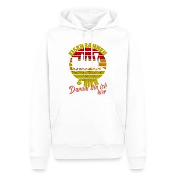 Lokführer Dampflok Eisenbahner Eisenbahn Lok Bahn - Männer Premium Bio Hoodie - Weiß - Vorne - Nico (187cm)