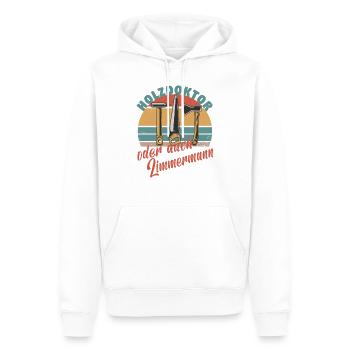 Zimmermann Holzbauer Zimmerer Holzbau Papa Holz - Männer Premium Bio Hoodie - Weiß - Vorne - Nico (187cm)
