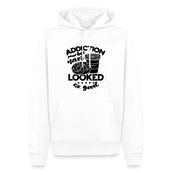 Addiction Has Never Caffeine Coffee & Donuts Lover - Men’s Premium Organic Hoodie - white - Front - Nico (187cm)