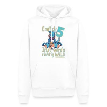 5. Geburtstag 5 Jahre Dino Dinosaurier T-rex Trex - Männer Premium Bio Hoodie - Weiß - Vorne - Nico (187cm)