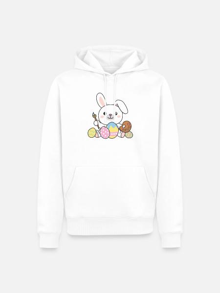 happy easter süßes Hase Ostern mit Ostereiern - Männer Premium Bio Hoodie - Weiß