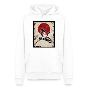 Grue Art Art Japonais Vintage Rétro - Sweat à capuche Premium bio Homme - blanc - Devant - Nico (187cm)