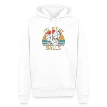 Boccia, boule, pétanque, jeux de balle, jeu de ballon - Sweat à capuche Premium bio Homme - blanc - Devant - Nico (187cm)