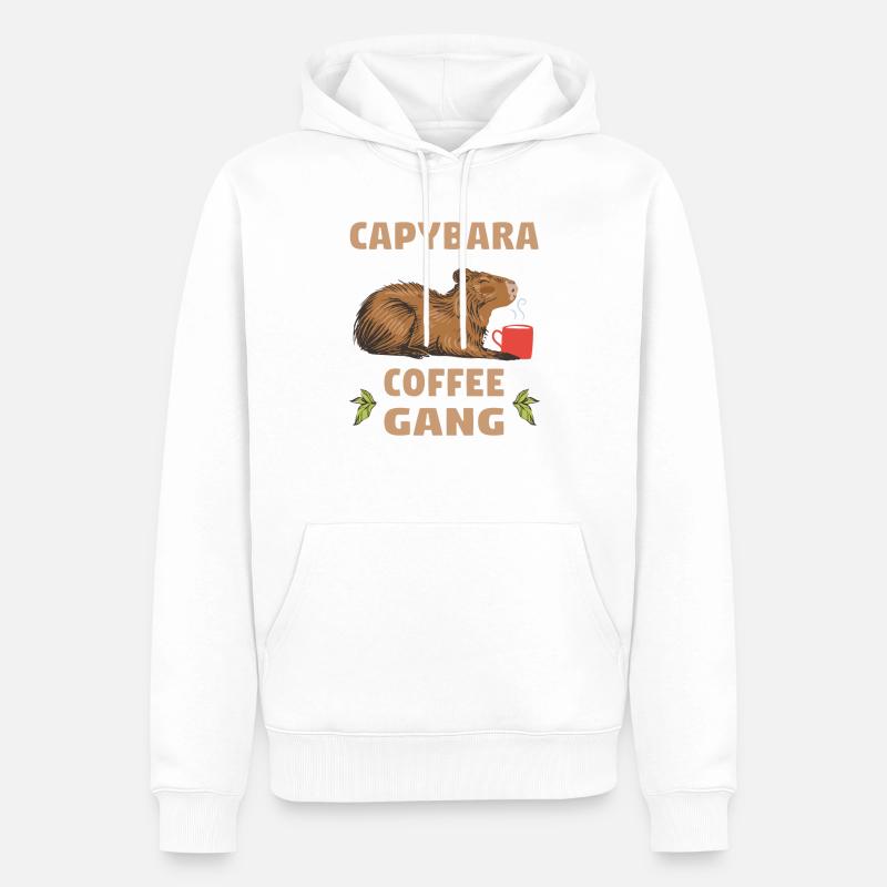 Cappybara Capybara Café Capybara Ventilateurs - Sweat à capuche Premium bio Homme - blanc