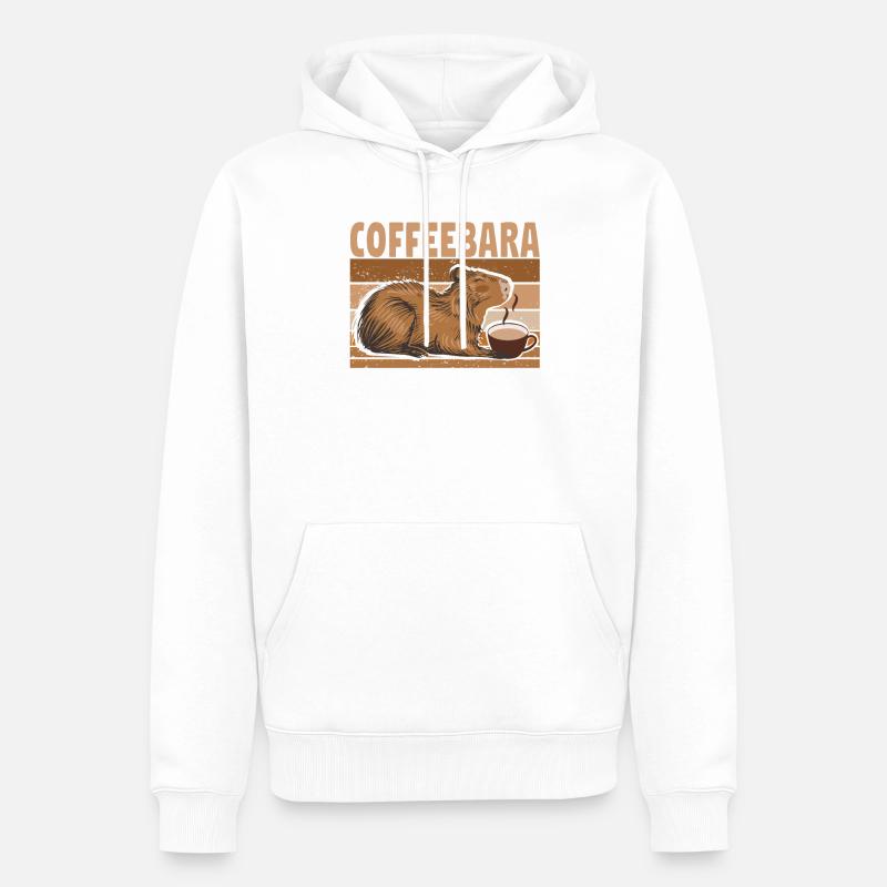 Wasserschwein Capybara Cappybara Kaffee Café - Sweat à capuche Premium bio Homme - blanc