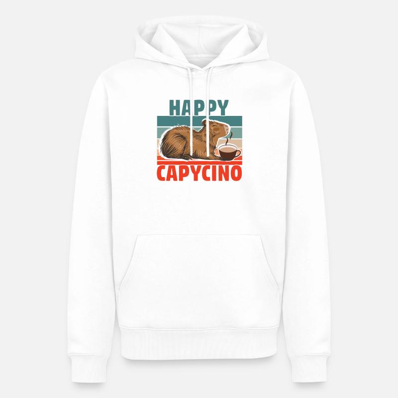 Capybara Capybara Café Cappybara Fans - Sweat à capuche Premium bio Homme - blanc