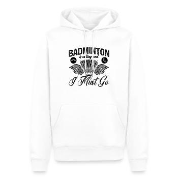 Le badminton appelle et raquette le joueur de badminton - Sweat à capuche Premium bio Homme - blanc - Devant - Nico (187cm)