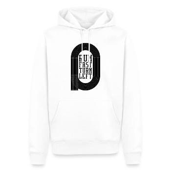 Run Fast Turn Left Retro Triathlon Race Sprinter - Men’s Premium Organic Hoodie - white - Front - Nico (187cm)