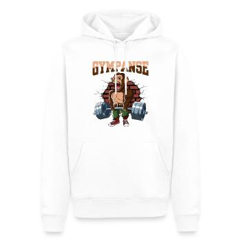 Fitness Training Pompes Gympanse Deadlift Fitness - Sweat à capuche Premium bio Homme - blanc - Devant - Nico (187cm)