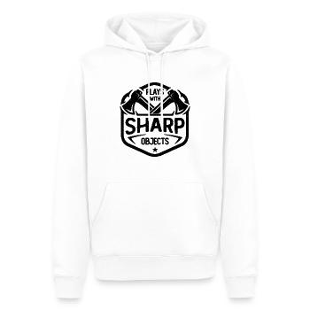Plays With Sharp Objects Woodworking Axe Thrower - Men’s Premium Organic Hoodie - white - Front - Nico (187cm)
