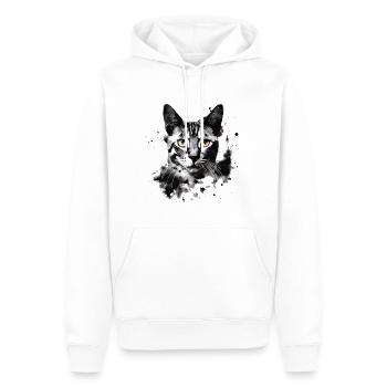 Bengal cat in black and white abstract art - Men’s Premium Organic Hoodie - white - Front - Nico (187cm)