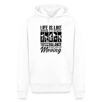 Life Is Like Riding Unicycle One Wheel Unicyclist - Men’s Premium Organic Hoodie - white - Front - Nico (187cm)