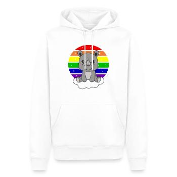 Rhinoceros colorful rainbow for kids cute rhinoceros - Men’s Premium Organic Hoodie - white - Front - Nico (187cm)