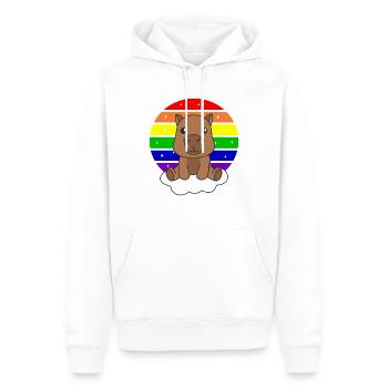Capybara bunter Regenbogen für Kinder süßes Tier - Männer Premium Bio Hoodie - Weiß - Vorne - Nico (187cm)