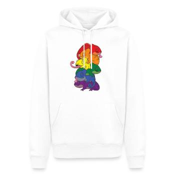 Rainbow Flag Pride LGBTQ Cute Chameleon Stack - Men’s Premium Organic Hoodie - white - Front - Nico (187cm)