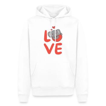 Éléphant pour la Saint-Valentin Animaux mignons Cœurs Amour - Sweat à capuche Premium bio Homme - blanc - Devant - Nico (187cm)