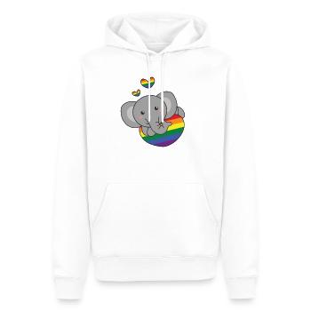 Rainbow Flag Pride LGBTQ Mignon éléphant Amour - Sweat à capuche Premium bio Homme - blanc - Devant - Nico (187cm)