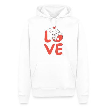 Lapin pour la Saint-Valentin Animaux mignons Cœurs Amour - Sweat à capuche Premium bio Homme - blanc - Devant - Nico (187cm)