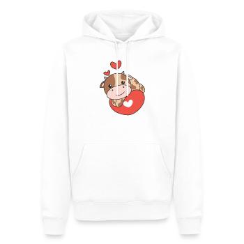 Kuh zum Valentinstag süße Tiere Herzen - Männer Premium Bio Hoodie - Weiß - Vorne - Nico (187cm)
