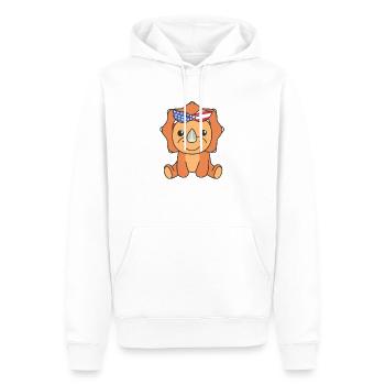 4 juillet American Triceratops for Kids USA - Sweat à capuche Premium bio Homme - blanc - Devant - Nico (187cm)
