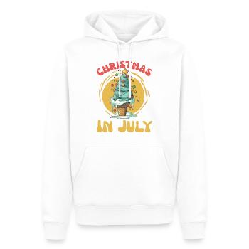 Noël en juillet - drôle d’été Noël - Sweat à capuche Premium bio Homme - blanc - Devant - Nico (187cm)