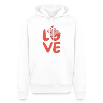 Cochon pour la Saint-Valentin Animaux mignons Cœurs Amour - Sweat à capuche Premium bio Homme - blanc - Devant - Nico (187cm)