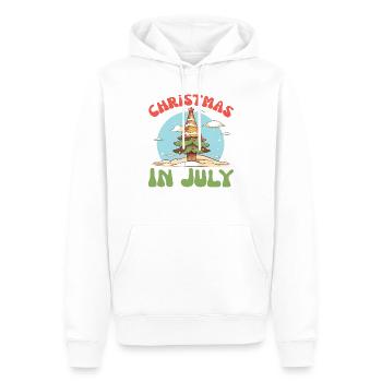 Noël en juillet - drôle d’été Noël - Sweat à capuche Premium bio Homme - blanc - Devant - Nico (187cm)
