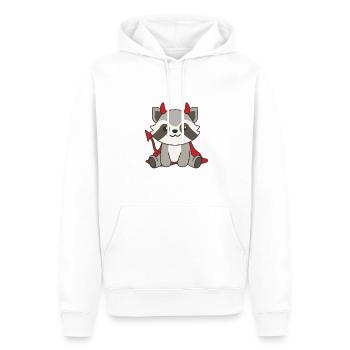 Raccoon Happy Halloween Devil Costume - Men’s Premium Organic Hoodie - white - Front - Nico (187cm)