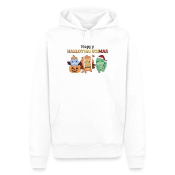 Joyeux Hallothanksmas Dino Noël Dinos - Sweat à capuche Premium bio Homme - blanc - Devant - Nico (187cm)