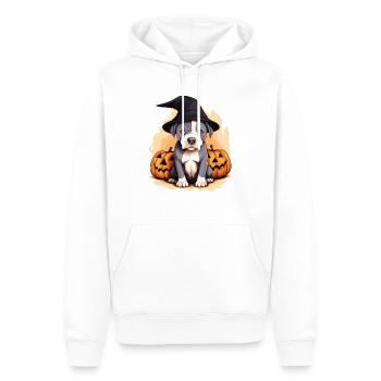 Halloween Hexenhut Kürbis Hund American Staffie - Männer Premium Bio Hoodie - Weiß - Vorne - Nico (187cm)