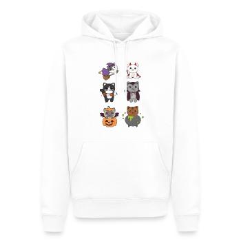 Katze Halloween Teufel Kürbis Vampier Kostüm - Männer Premium Bio Hoodie - Weiß - Vorne - Nico (187cm)